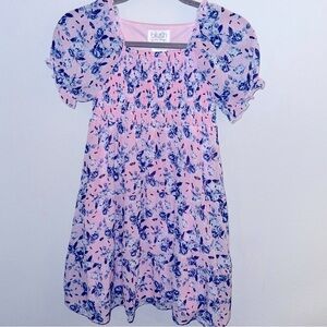 Blush by Us Angels Pink Dress with Blue Floral Pattern